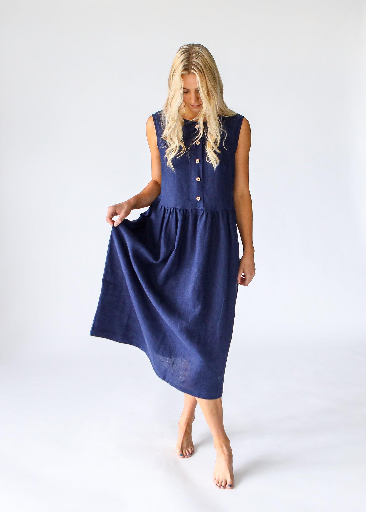 Asti Linen Dress | Midnight