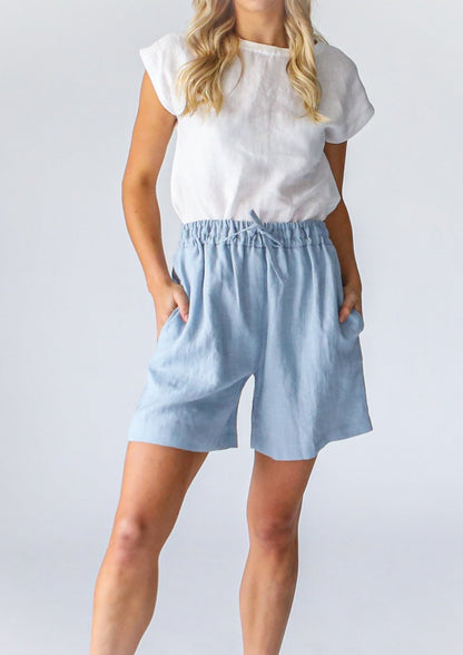 Linen Shorts | Pale Blue