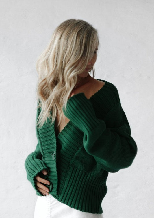 Knit Cardigan | Green -35% OFF