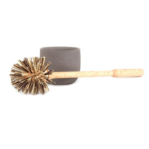 Wooden Toilet Brush with Concrete Holder Grey