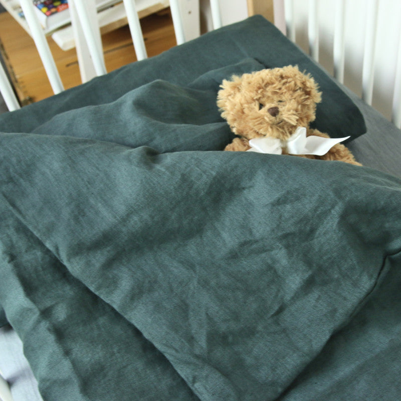 KIDS Linen Duvet Set | Dark Green