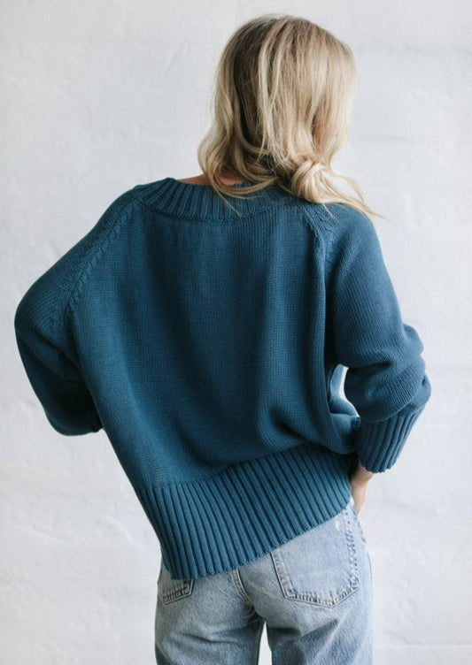 Boatneck Sweater | Teal Blue