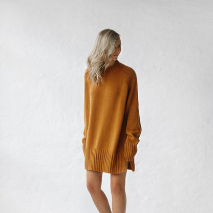 Crew Neck Sweater | Mustard -35% OFF