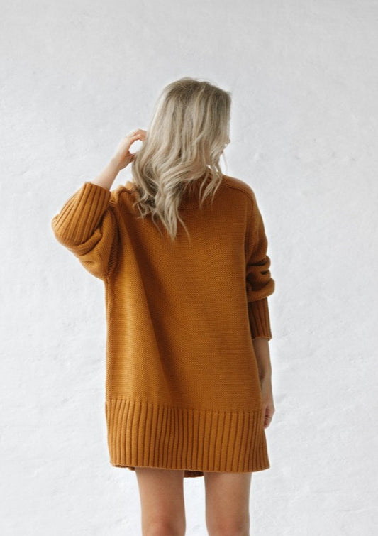 Crew Neck Sweater | Mustard -35% OFF
