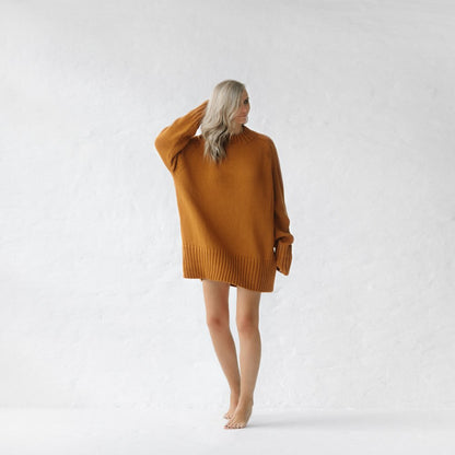 Crew Neck Sweater | Mustard -35% OFF