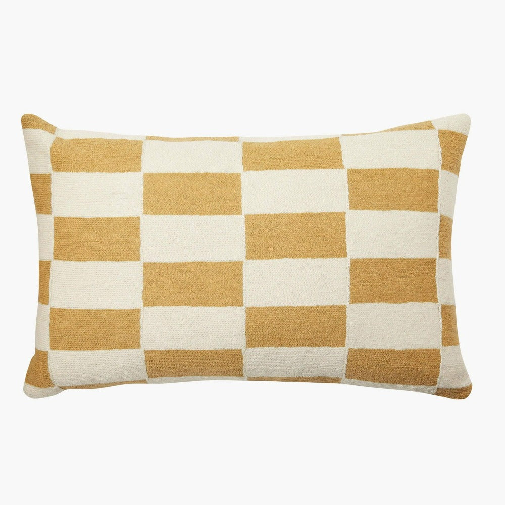 Checkers Cushion | Ochre