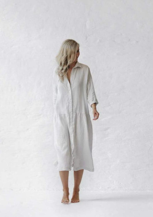 Oversized Linen Dress | Mushroom