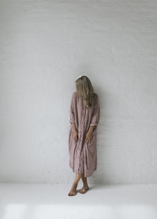 Oversized Linen Dress | Dusky Pink