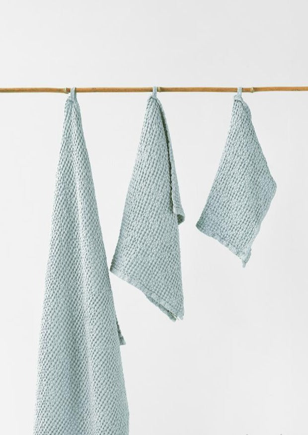 Linen Waffle Towel Set | Dusky Blue (Set of 3)