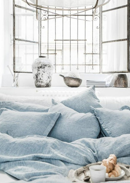 Chambray Blue Linen Duvet cover Set | Made in Europe