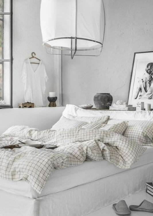 Grid Linen Duvet Cover Set  | European Oeko-Tex® certified