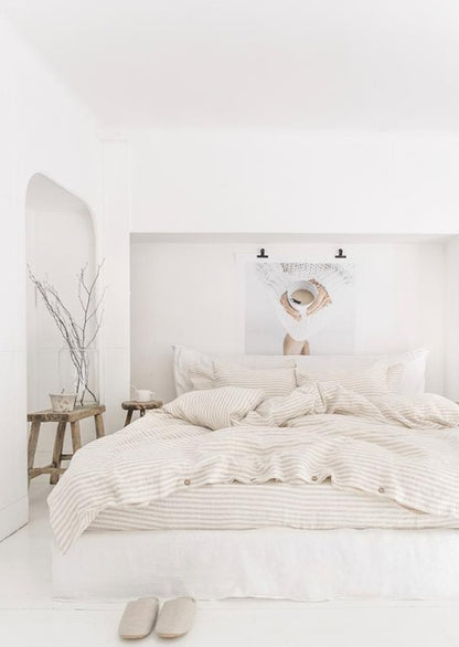 Natural Striped Linen Sheet Set |  Oeko-Tex® certified