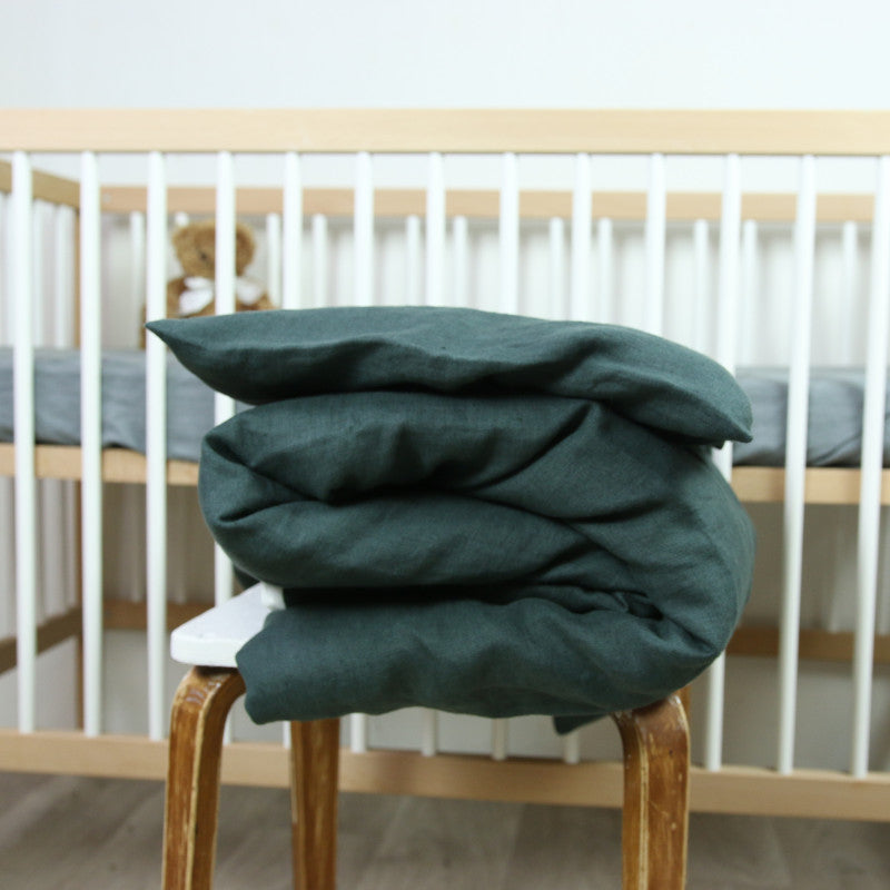 KIDS Linen Duvet Set | Dark Green