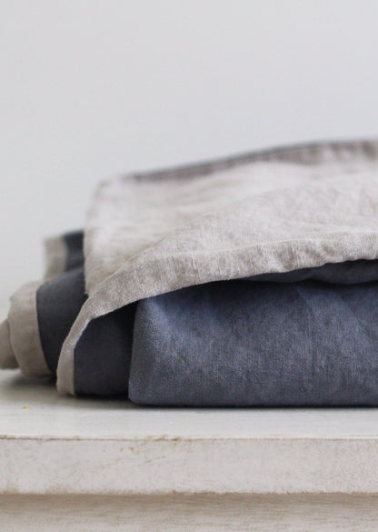 Reversible Linen Duvet Cover | Steel Blue & Soft Taupe