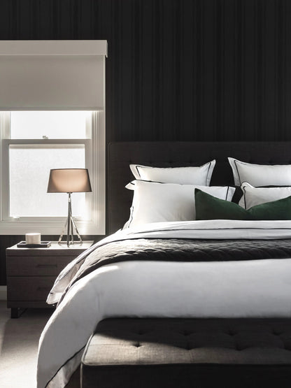 Egyptian Cotton Grosgrain Pillowcases | Black