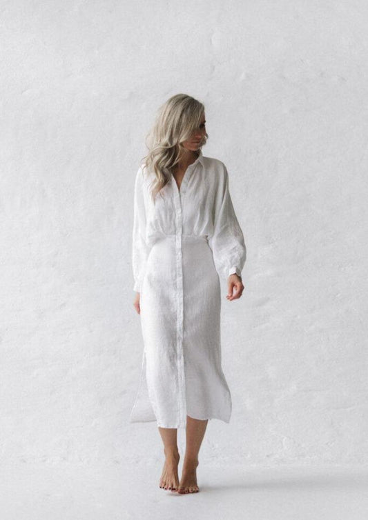 Nea Linen Dress | White