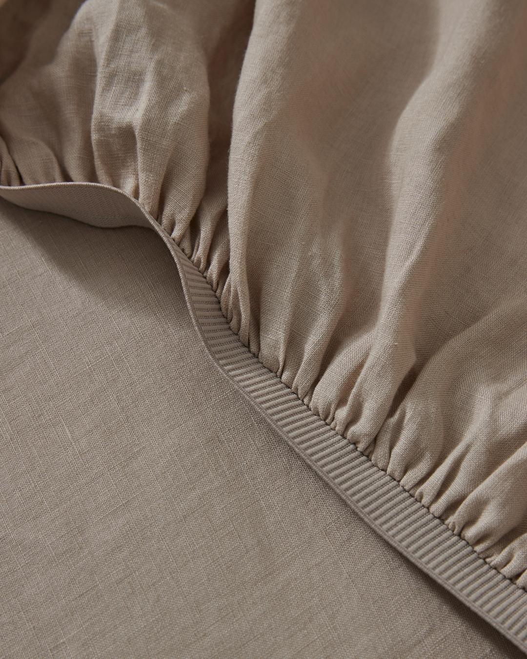 French Flax Linen Fitted Sheet | Sandy Beige