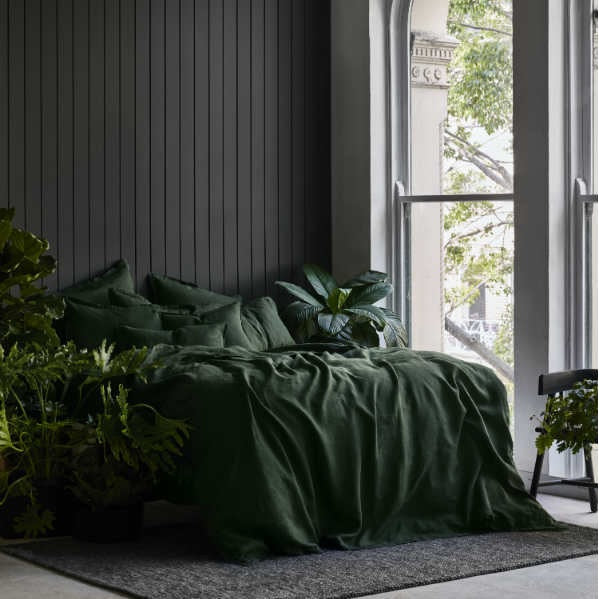 Linen Euro Pillowcase | Forest Green