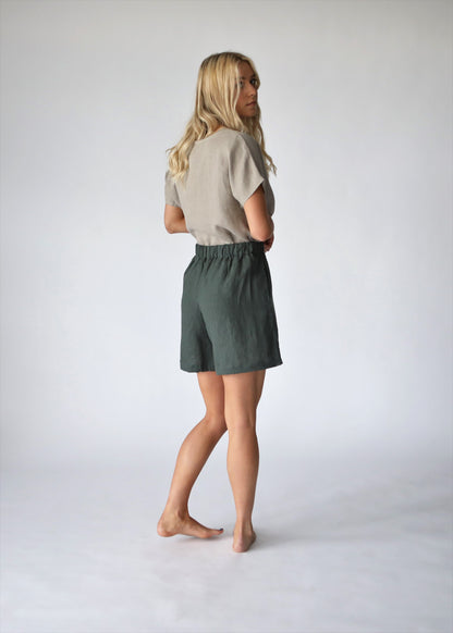 Linen Shorts | Dark Green
