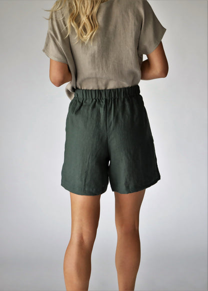 Linen Shorts | Dark Green