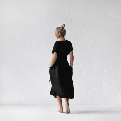Kimono linen dress  | Black