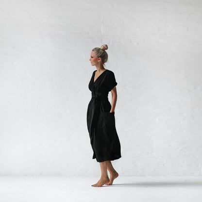 Kimono linen dress  | Black