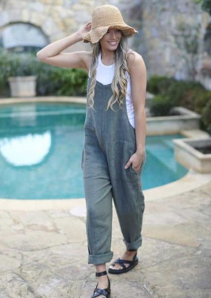 Linen Overalls | Khaki