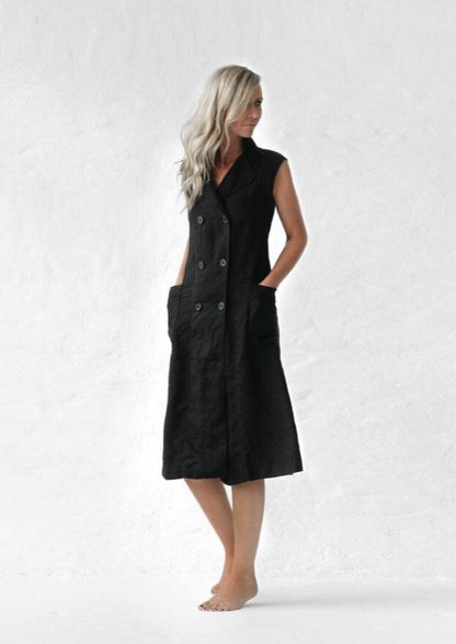 Belted Linen dress | Black