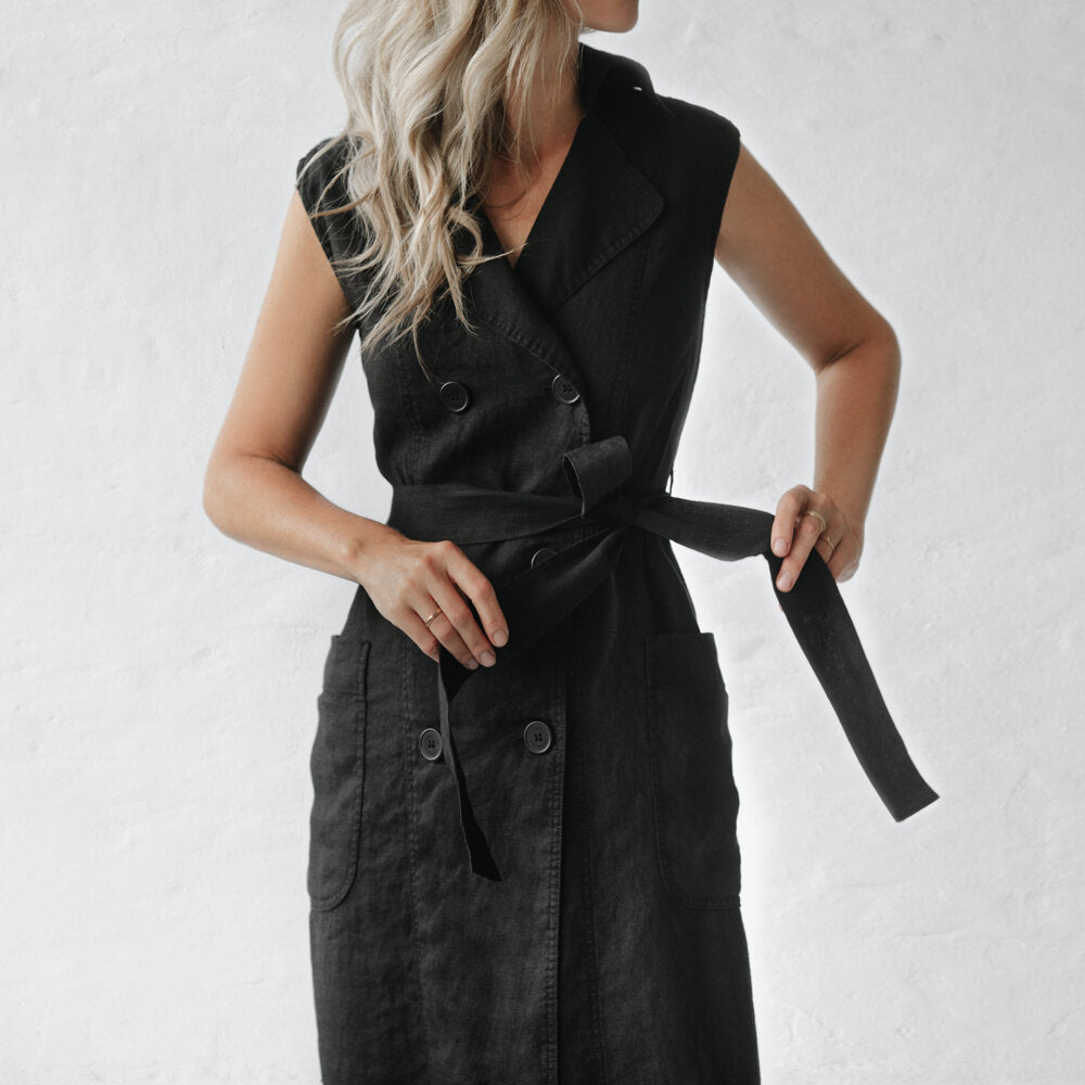 Belted Linen dress | Black