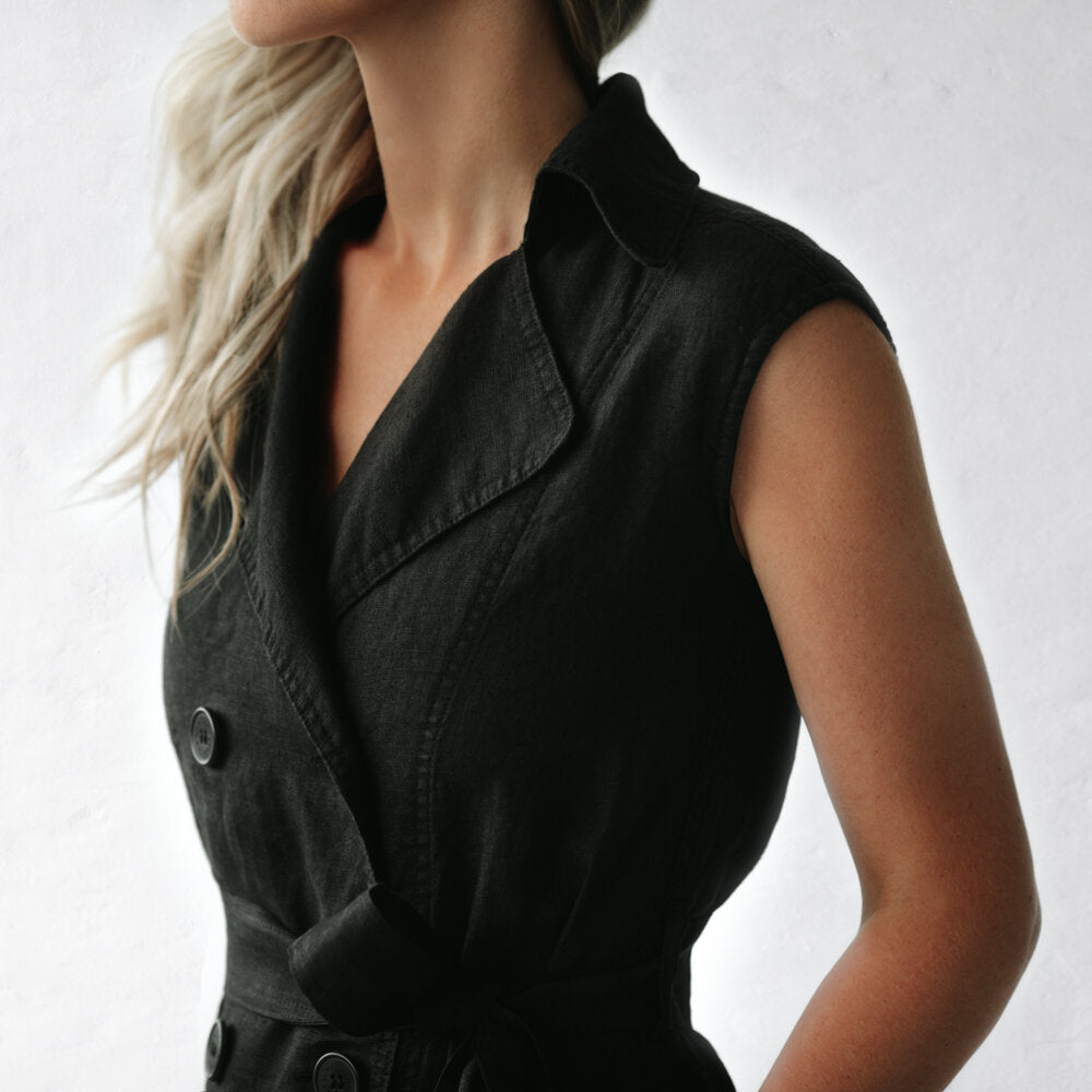 Belted Linen dress | Black
