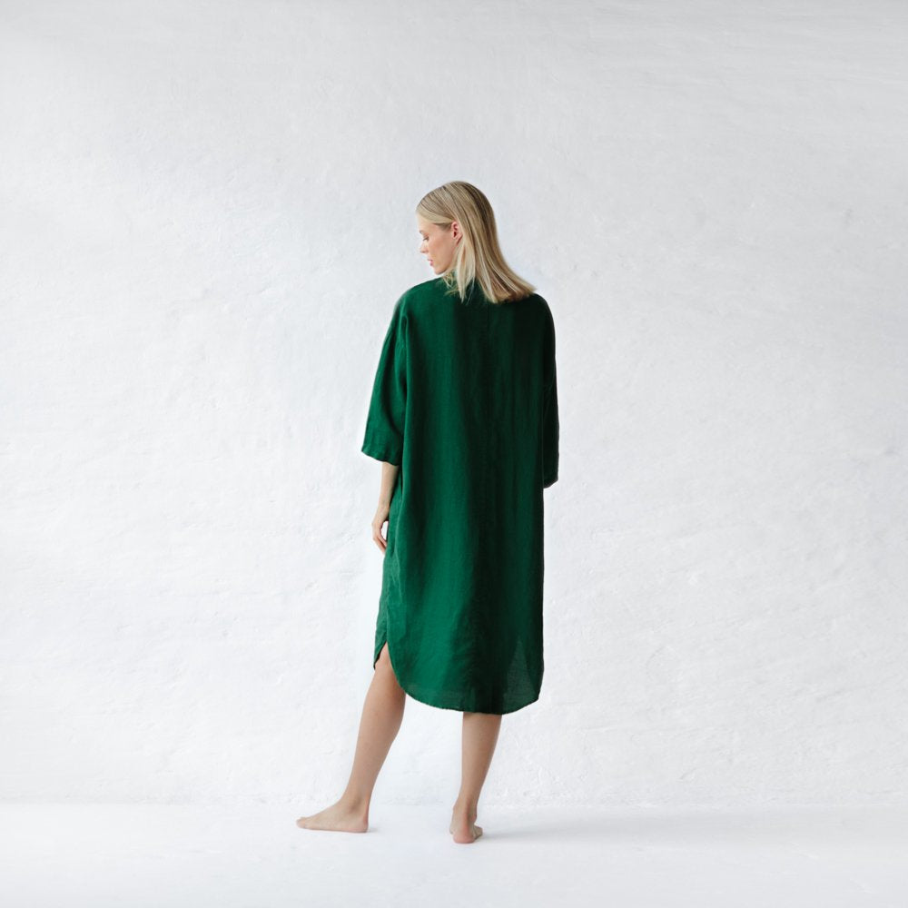 Linen shirt dress | Green