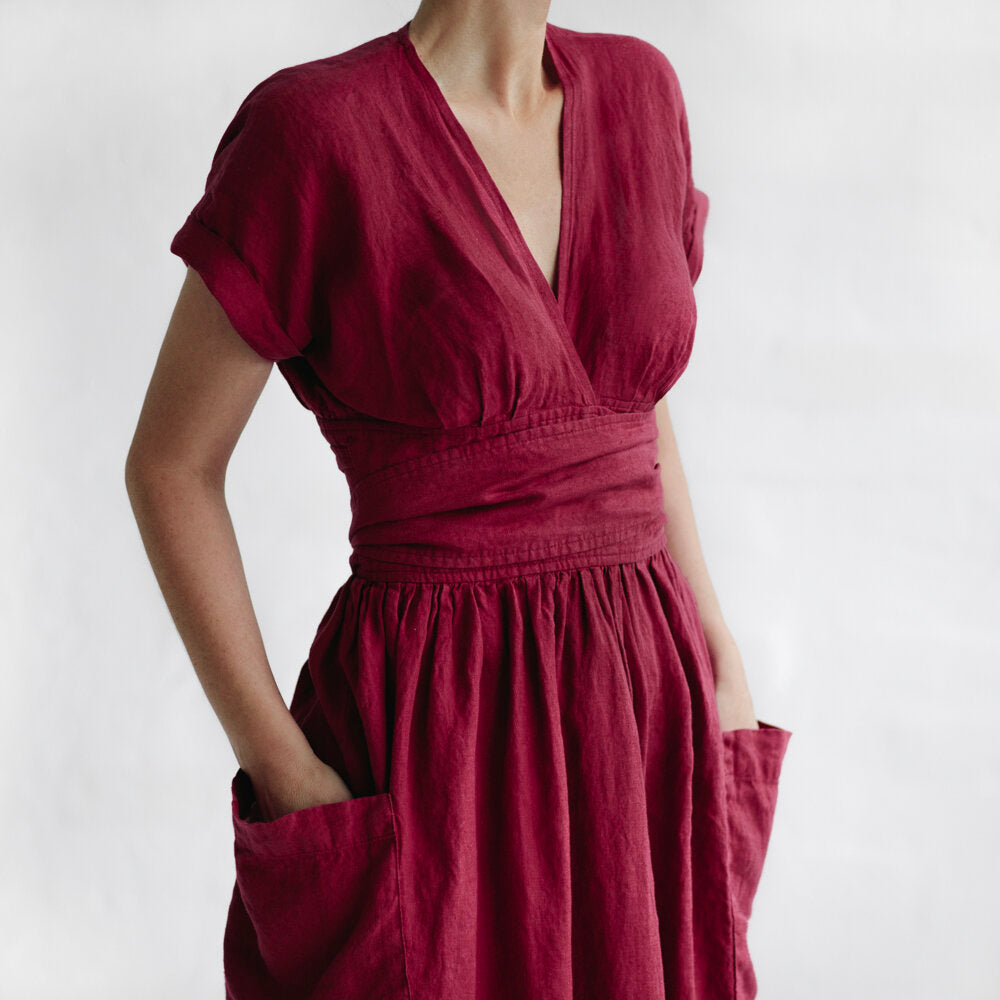 Kimono linen dress | Raspberry – The Foxes Den