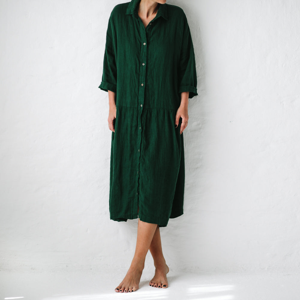 Oversized Linen Dress | Green