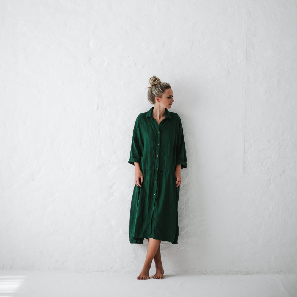 Oversized Linen Dress | Green