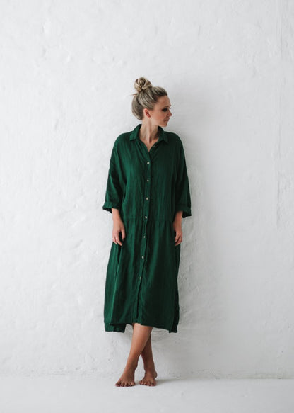 Oversized Linen Dress | Green