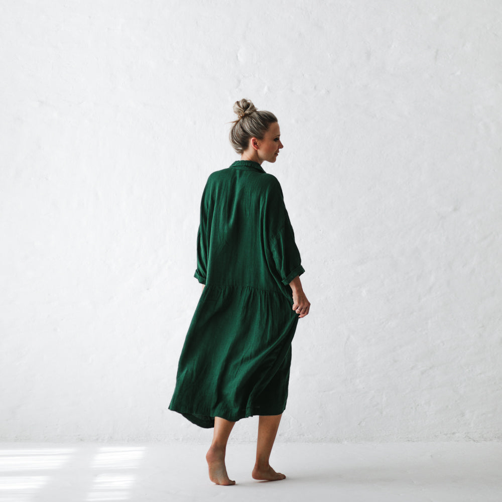 Oversized Linen Dress | Green