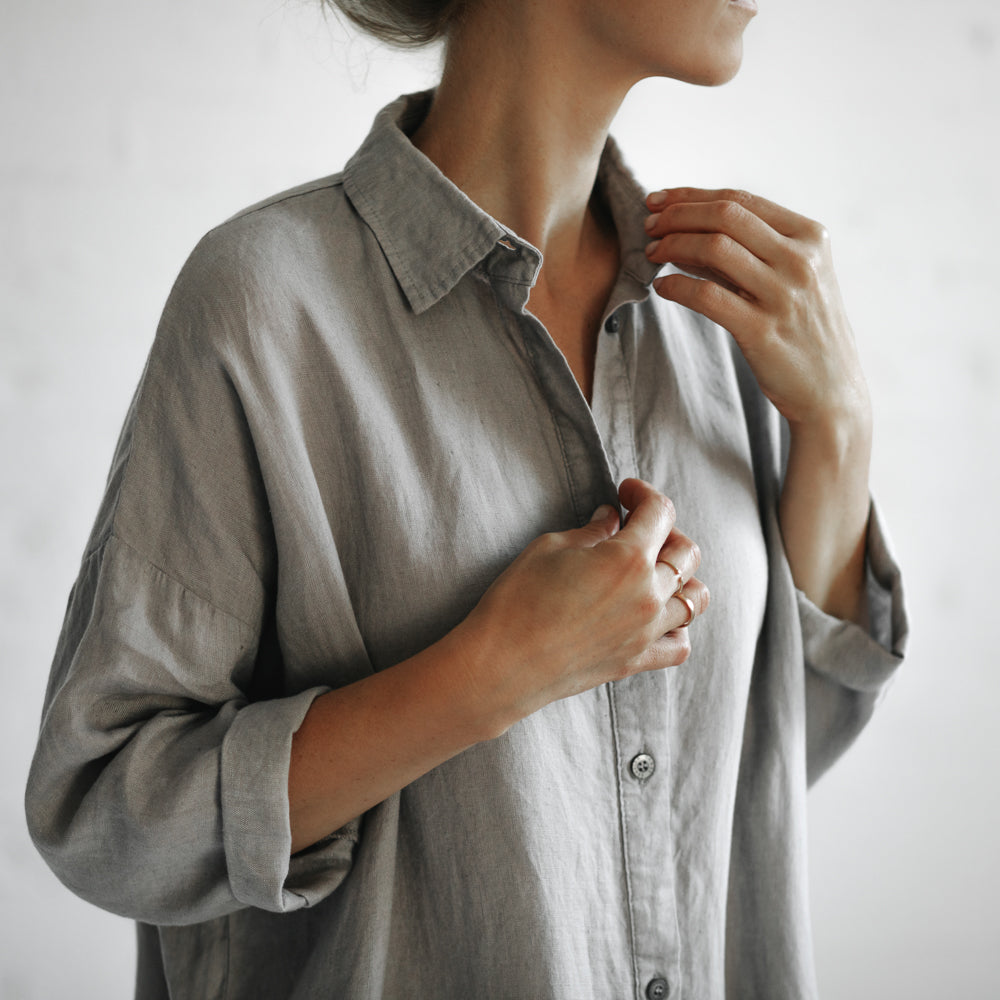 Oversized Linen Dress | Light Grey