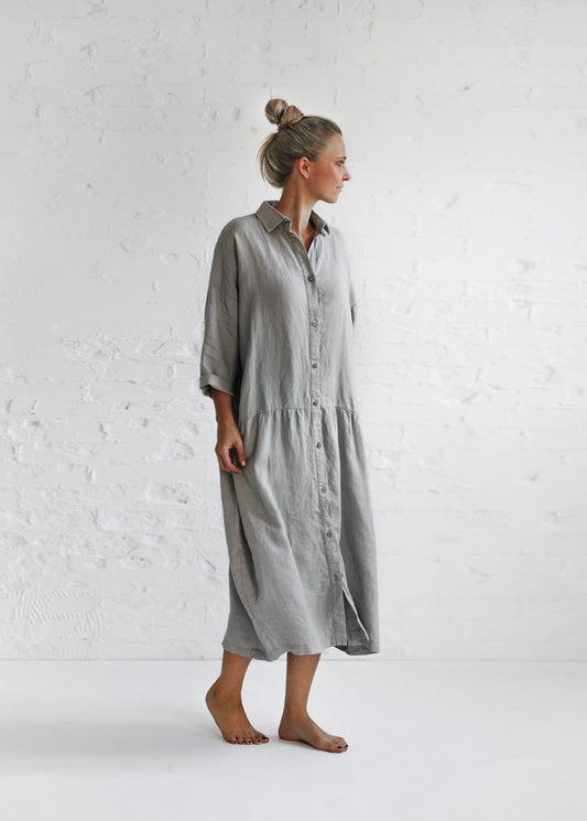 Oversized Linen Dress | Light Grey