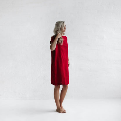 Short Linen Dress | Red