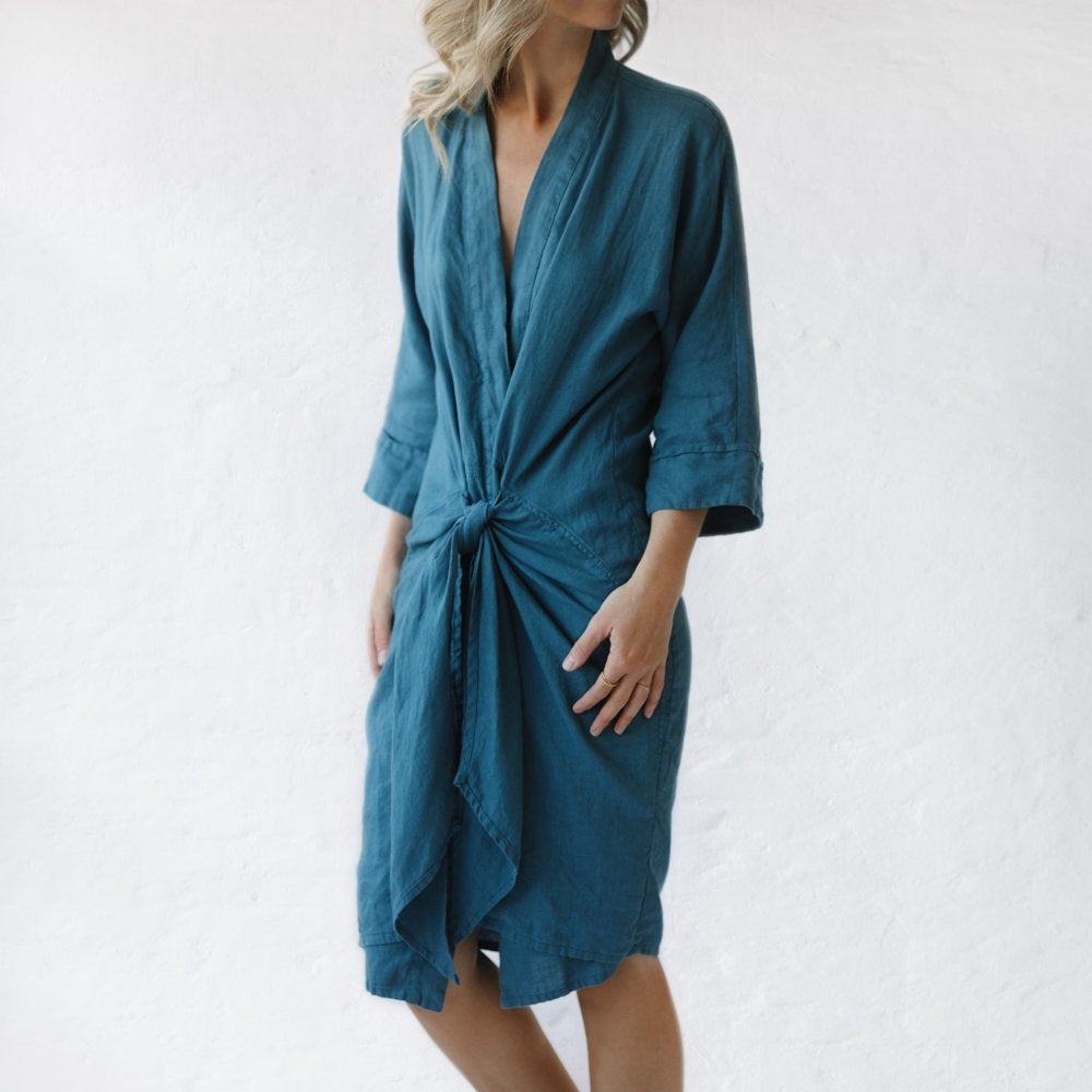 Samoa Linen Dress | Teal