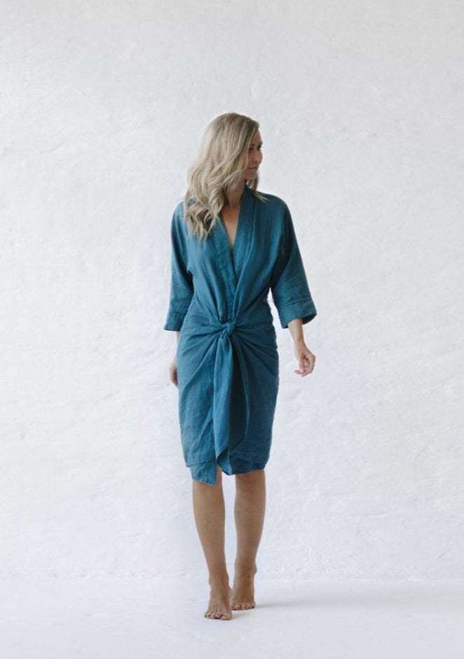 Samoa Linen Dress | Teal