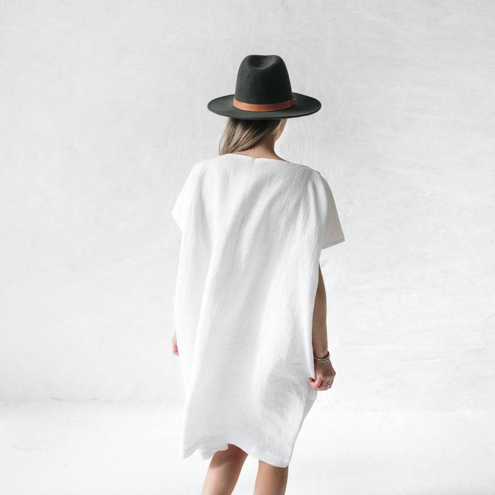 Short Linen Dress | White