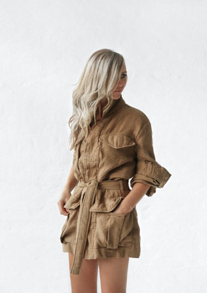 Linen Utility Jacket | Beige