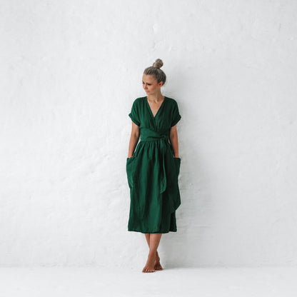 Kimono linen dress  | Green