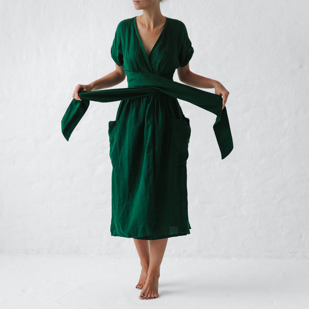 Kimono linen dress  | Green