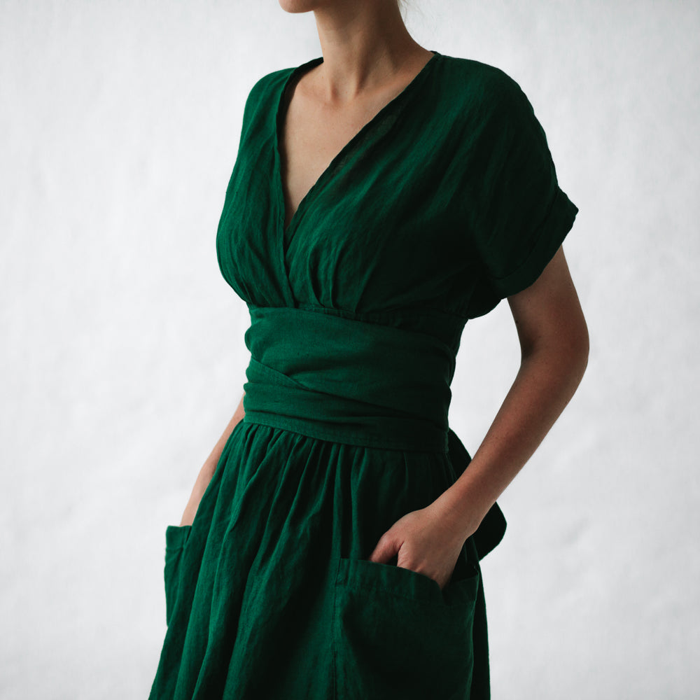 Kimono linen dress  | Green