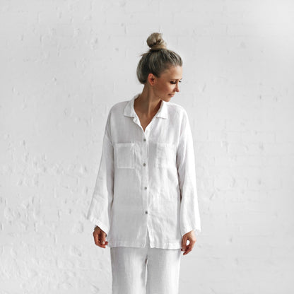 Stonewashed Linen Pajamas | White