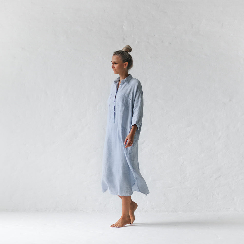 Linen shirt dress | Blue