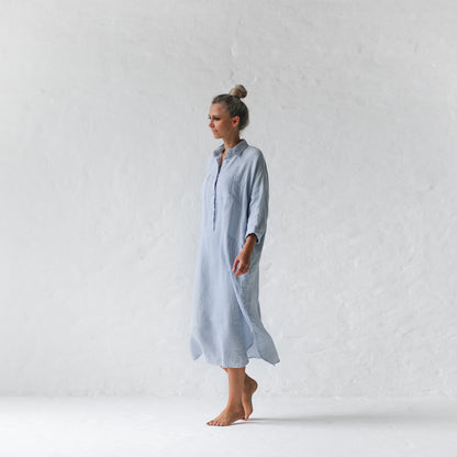 Linen shirt dress | Blue