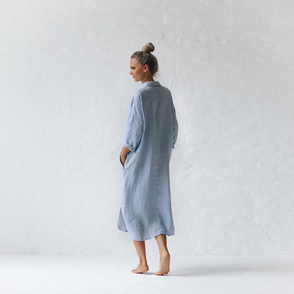 Linen shirt dress | Blue